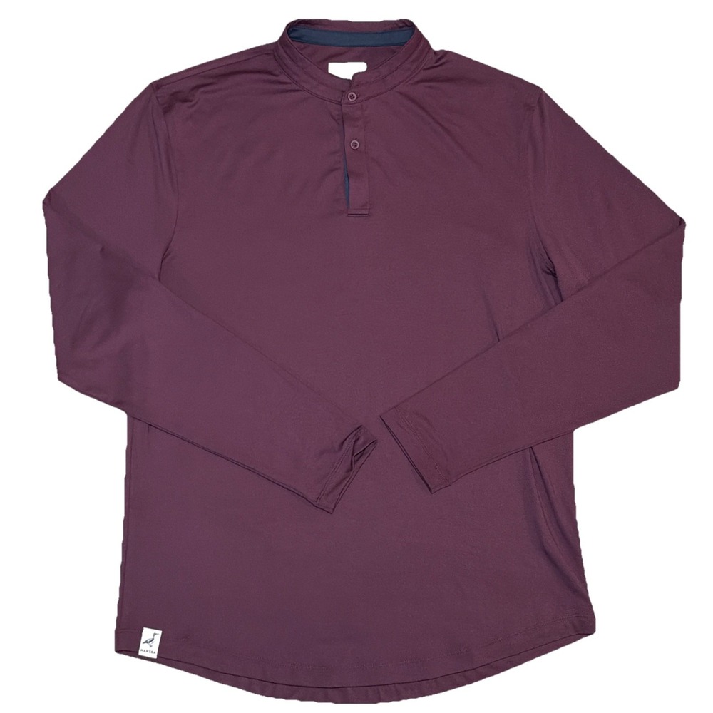 Mantra Polo Shirt Mens Large Maroon Long Sleeve Performance Stretch Golf Sport